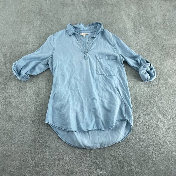 Skies Are Blue Womens Light Blue Lyocell Long Sleeve Shirt M  4867 - Picture 1 of 8